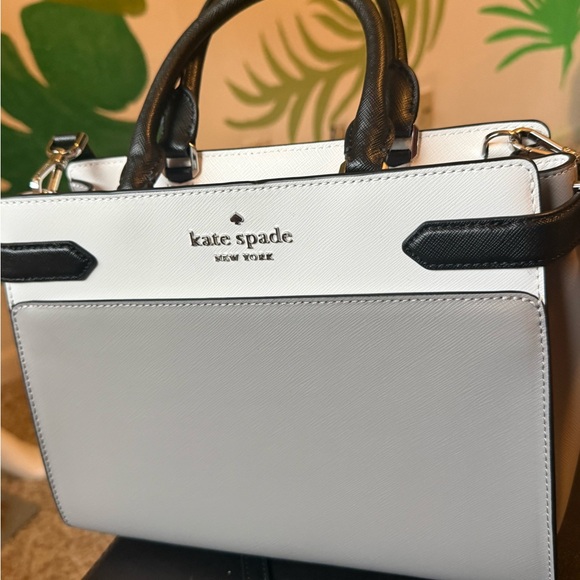 kate spade Handbags - kate spade Staci Two-Tone White & Black Leather Satchel
